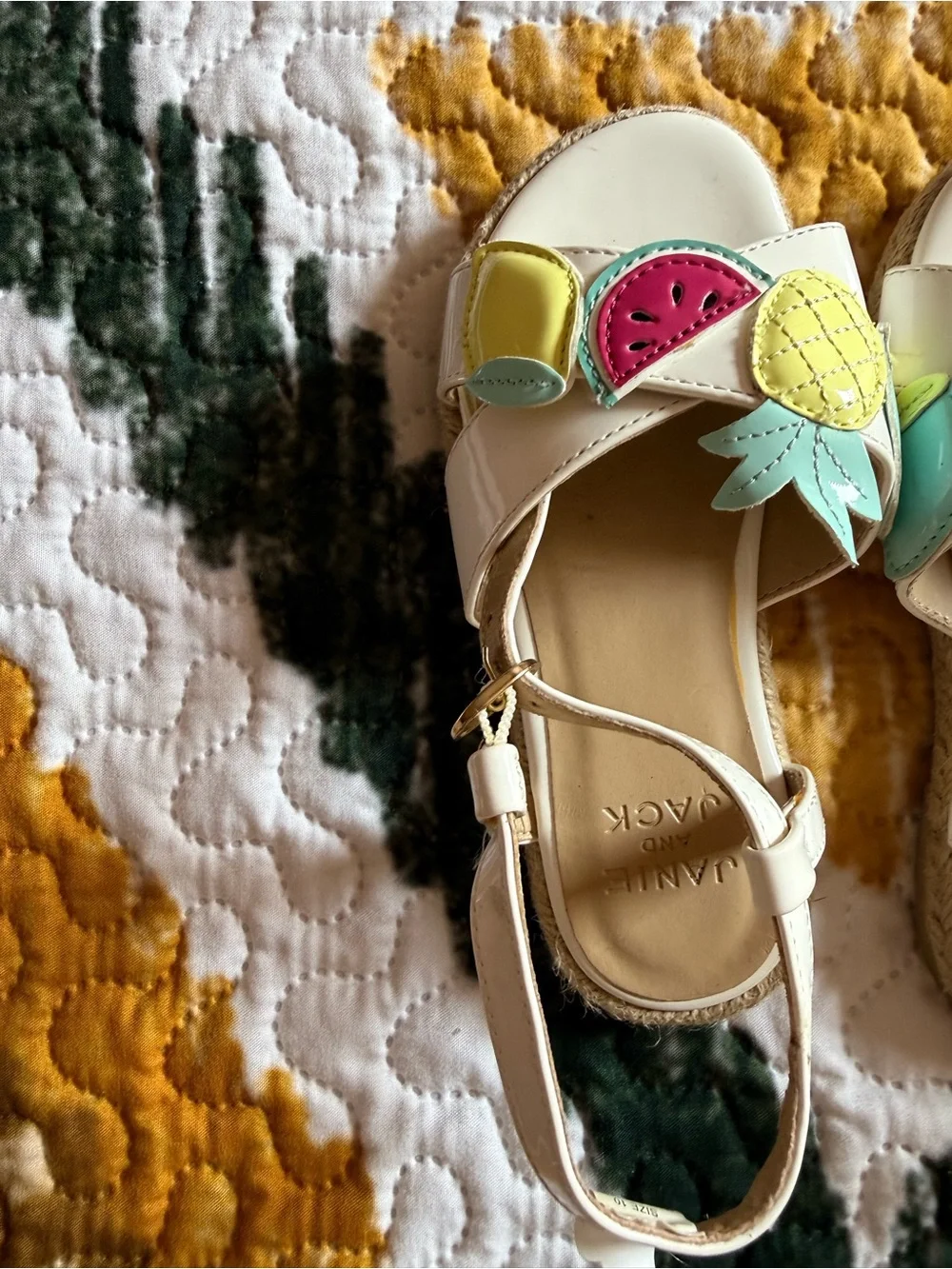 Janie and Jack Kids' Cream Fruit Applique Sandals 10C